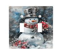 Winter Snowman Light Switch Cover Plates Holiday Decoration with Snowflakes Thermoplastic Wall Plates Standard Size Double Rocker