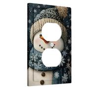 Winter Snowman Light Switch Cover Plates/Outlet Covers, Blue and Gray for Holiday Decor, Thermoplastic Wall Plates, Standard Size Single Duplex Outlet