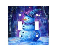 Winter Snowman Light Switch Cover Plates/Outlet Covers, Blue Character for Holiday Decor, Thermoplastic Wall Plates, Standard Size Double Toggle