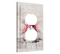 Winter Snowman Light Switch Cover Plates/Outlet Covers, Red and Gray Snowman Design for Holiday Decor, Thermoplastic Wall Plates, Standard Size Single Duplex Outlet
