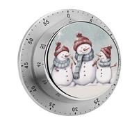 Winter Snowman Mechanical Kitchen Timer for Cooking 60 Min with Magnetic Backing Loud Alarm,Stainless Steel Wind Up Countdown Timer Cute Egg Timers for Cooking Studying Gaming Classroom Office Gym