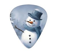 Winter Snowman Print Guitar Pick for Men Women Triangle Instrument Accessories Plectrums(12pcs One sided)