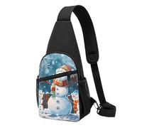 Winter Snowman Printed Chest Bag Sling Bag for Men Women, Outdoor Crossbody Fanny Packs Hiking Chest Packs Sport Daypacks