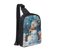 Winter Snowman Printed Chest Bag Sling Bag for Men Women, Waterproof Crossbody Backpack Men Bag for Runner Workout Hiking Cycling Travel