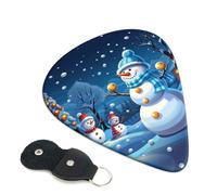 Winter Snowman Printed Guitar Picks,Guitar Picks 6 Pcs With Picks Holder,Unique Guitar Gift For Bass Electric Acoustic Guitars