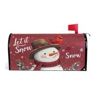Winter Snowman Red Magnetic Mailbox Covers Let it Snow Cardinal Birds Christmas Mailbox Cover Standard Size Full Magnet Garden Yard Porch Mail Boxes Cover Holiday Decorations 21" L x 18" W