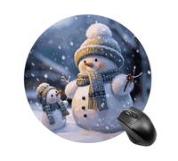 Winter Snowman Round Mouse Pad 7.8 Inch, Portable Gaming Mouse Mat with Non-Slip Rubber Base & Smooth Surface, Waterproof Mousepad for PC, Laptop, Computer, Office, Home