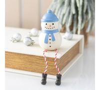 Winter Snowman Shelf Sitter Ornament Dangling Leg Resin Decoration