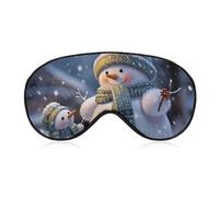 Winter Snowman Sleep Mask Light Block-Out Eye Mask for Side Sleeper Pressure-Free Soft Night Blindfold with Adjustable Strap Breathable Sleep Eye Cover for Travel