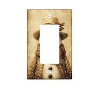 Winter Snowman Switch Cover Plate, Beige Snowman Decoration for Holiday Accents, Thermoplastic Wall Plates, Standard Size Single Rocker