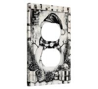 Winter Snowman Switch Cover Plate Black and White Holiday Decor for Wall Accents, Thermoplastic Wall Plates, Standard Size Single Duplex Plug