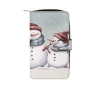 Winter Snowman Wallet Multifunctional Leather Wallets for Men Compact Long Wallet Credit Card Holder Passport Bag