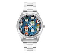 Winter Snows Penguins Cute Quartz Watch Stainless Steel Wrist Watches for Men Women Easy to Read