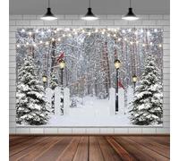 Winter Snowy Forest Backdrop, Christmas Snowflake Pine Trees Scene Wonderland Xmas Photography Backdground, New Year Holiday Party Decor Photo Studio Props Banner, 10X8FT White