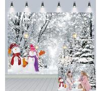 Winter Snowy Forest Backdrop Winter Wonderland Landscape Natural Scenery Snowman Snow Pine Tree Photography Backdrop Christmas New Year Party Decorations Banner Background (7x5FT: 84x60 inch)