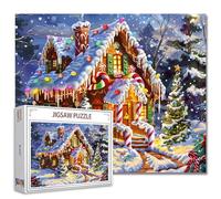Winter Snowy Forest Jigsaw Puzzle，Dessert Cabin Christmas 1000 Pieces Jigsaw Puzzles for Adults，27 x 20 Inches Puzzles ，HD Quality Xmas Dessert House Puzzle Gift，Family Activity Perfect for Game Night