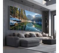 Winter Snowy Scenery Wall Art, Large Wonderland Snow Pine Trees Canvas Prints for Living Room DecorScenery Snow Painting for Bedroom Home Decoration Framed 60x120cm