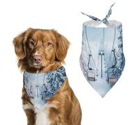 Winter Snowy Ski Skiing Lift Forests Dog Bandana Adjustable Pet Scarf Bib Cute Triangle Handkerchief for Dogs Cats Gifts