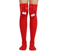 Winter Socks for Xmas Christmas Over Knee High Socks Christmas Knee Socks Long Xmas Countdown Calendar Tights Socks over Knee Long Stockings (A, One Size)