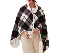 Winter Soft Cosy Heated Shawl Electric Blanket Mink Velvet Wearable USB Heating Multifunctional Timer Function Heated Shawl Home Office Knee Warmer(Red A)