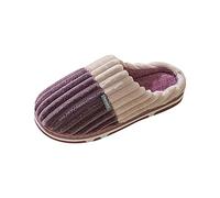Winter Soft Furry Slip On Shoes for Women and Couples Indoor Comfort Warm Flat Slipper Design Cozy Home Footwear with Sole Perfect for Relaxation (Purple, 4)
