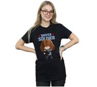 Winter Soldier Bucky Toon Cotton Boyfriend T-Shirt Marvel Black XL