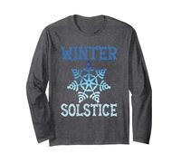 Winter Solstice - Blue Snowflake Blessed - Yule Holiday Long Sleeve T-Shirt, Adult Unisex, Dark Heather Grey, Medium