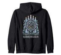 Winter Solstice, Sun Rebirth, Pagan Yule Wiccan Celebration Zip Hoodie