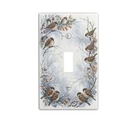 Winter Sparrow Nature Illustration Toggle Switch Plate | Detailed Watercolor Illustration, Natural Woodland Motif, Seasonal Home Accents, Artistic Wall Plate Cover, Rustic Aesthetic