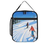 Winter Sports Ski Theme Lunch Box Insulated Lunch Bag for Women Men Large Insulated Lunch Box Adult Lunch Box Reusable Lunch Bags Cooler Lunch Box for Work Lunch Tote Bag