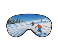Winter Sports Ski Theme Sleep Mask Soft and Comfortable Night Sleeping Mask Face-Hugging Padded Eye Cover with Adjustable Band for Deep Rest Travel Shift Work