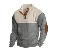 Winter Sports Suit with Fleece Collar, Soft and Warm Pullover with Retro Buttons Uncle Sweatshirts, E-grey, L