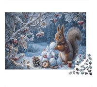 Winter Squirrel 1000 Piece Jigsaw Puzzle Snowy Forest Fairy Tale Concentration Training Leisure Time Perfect for Family Weekend Activities 38x26cm/1000pcs