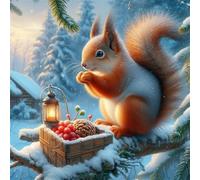 Winter Squirrel 35 Piece Jigsaw Puzzles for Adults and Kids, Impossible Puzzle, Jigsaws 35 pieces for adults Gifts, Difficult jigsaw puzzles for The Whole Family