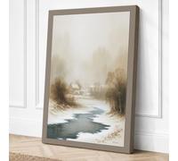 Winter Stream in Silence Canvas Wall Art Print 36x24 Inch