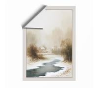 Winter Stream in Silence Scandinavian Unframed Wall Art Print A1 (84.1×59.4cm), Wall Decor for Living Room, Bedroom, Office & Home, Art Gift
