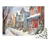 Winter Street Scene Jigsaw Puzzle 1000 Pieces Relaxing Fun for Adults & Teens Poster Included Box Set 70x50cm/1000pcs