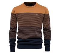 Winter Striped Sweater for Men Slim Fit Crewneck Jumper Sweater Jumper Men's Color Block Sweater Knit Men's Jumper Striped Knitted Crew Neck Long Sleeve Sweater Knit Pullover Sweatshirt Slim Sweater