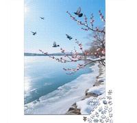 Winter Sun 1000 Pc Thick Cardboard Glacial River Puzzle Seniors Concentration Mindfulness Meditation Gift for Senior Puzzle Fans 52x38cm/1000pcs