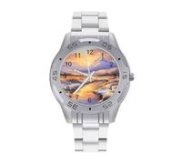 Winter Sunset Business Watch for Men Metal Band Watches Casual Gift Three-Hand Wrist Watch for Boyfriend Father