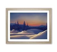 Winter Sunset Landscape Vol.1 H1022 Framed Print for Living Room Bedroom Home Office Décor, Wall Art Picture Ready to Hang, Oak A2 Frame (64 x 46 cm)