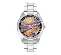 Winter Sunset Watch for Men Metal Band Watches Business Gift Three-Hand Wrist Watch for Boyfriend Father