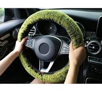 Winter Super Soft Plush Car Steering Wheel Cover Universal Warm Faux Fur Auto Handlebar On The Steering-Wheel Braid Beautiful Steering Wheel Protective Cover Steering Wheel Glo (Color : Green)