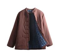 Winter Tang Suit Jackets Cotton Padded Coats Men Thick Warm Tai Chi Uniform Long Sleeve Chinese Traditional Clothes Tops, Jacket Kung Fu Clothing Shirt brown-3XL
