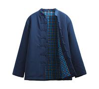 Winter Tang Suit Jackets Cotton Padded Coats Men Thick Warm Tai Chi Uniform Long Sleeve Chinese Traditional Clothes Tops, Jacket Kung Fu Clothing Shirt Blue-L