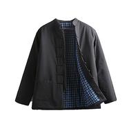Winter Tang Suit Jackets Cotton Padded Coats Men Thick Warm Tai Chi Uniform Long Sleeve Chinese Traditional Clothes Tops, Jacket Kung Fu Clothing Shirt Black-M