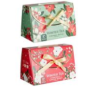 Winter Tea Gift Set - Caramel Apple & Chamomile Ginger Honey - 20 Herbal Tea Bags, Christmas Tea, Spiced Apple, Fruit Tea Selection, Stocking Filler, Chai Spice Mix