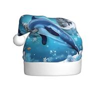 Winter The Dolphin Christmas Hat For Adult.Festive Christmas Beanie With Pom Pom, Unisex Holiday Cap For Xmas Parties.