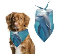 Winter The Dolphin Dog Bandana Triangle Dog Scarf Washable Polyester Dog Bibs Cute Pet Bandana for Medium Large Dogs Puppy and Cats