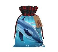 winter the dolphin Fashionable Print Small Drawstring Storage Bag Lightweight and Beautiful for Various Festivals